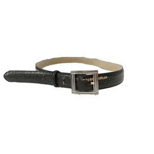 Vtg Chelsea Campbell Womens Black Belt Large Italian Bonded Croc Leather *Flaw